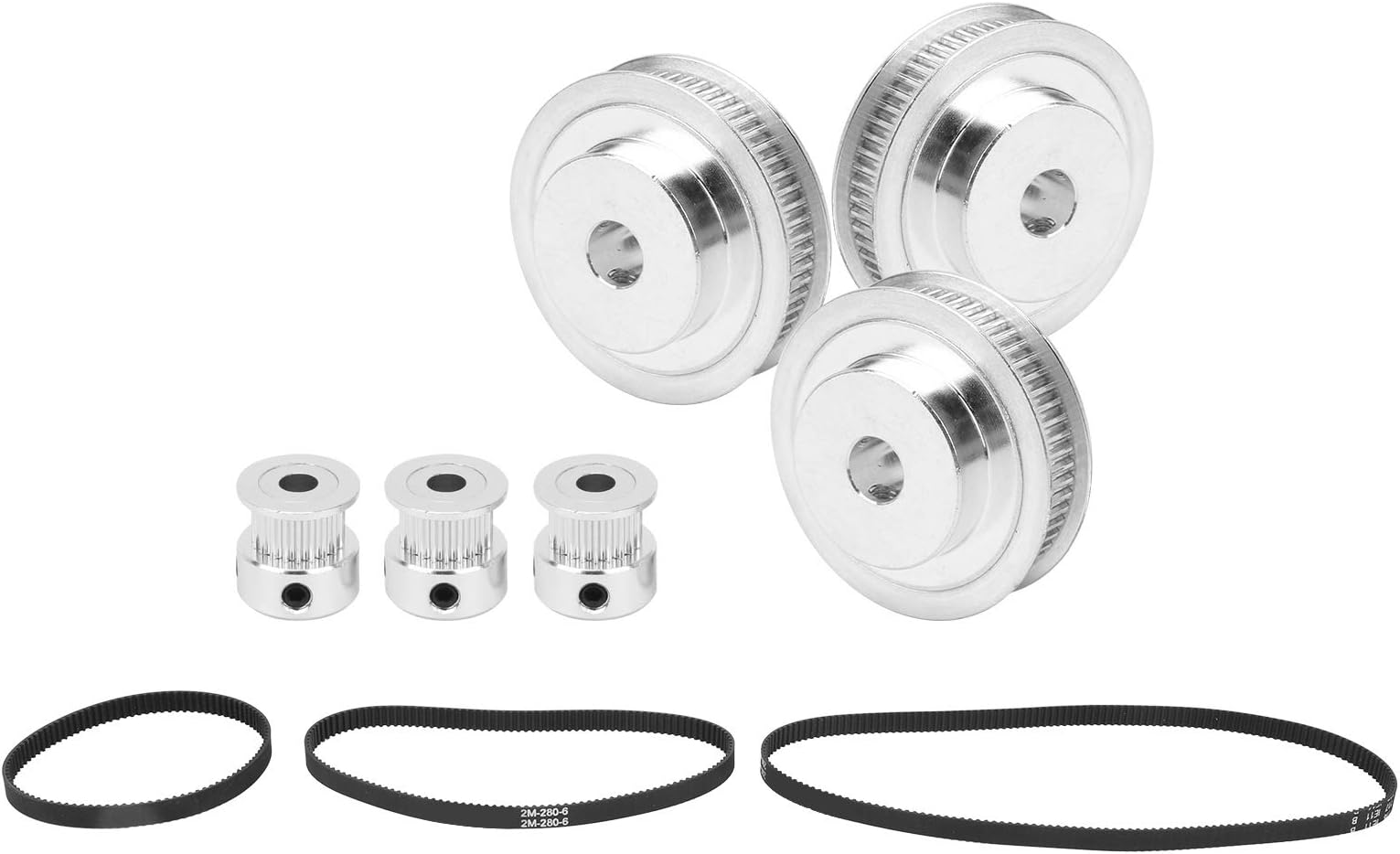 Walfront 20 Teeth/60 Teeth Synchronous Wheel Timing Belt Pulley Aluminum Alloy 3D Printer Parts 8mm Bore + mm Timing Belt