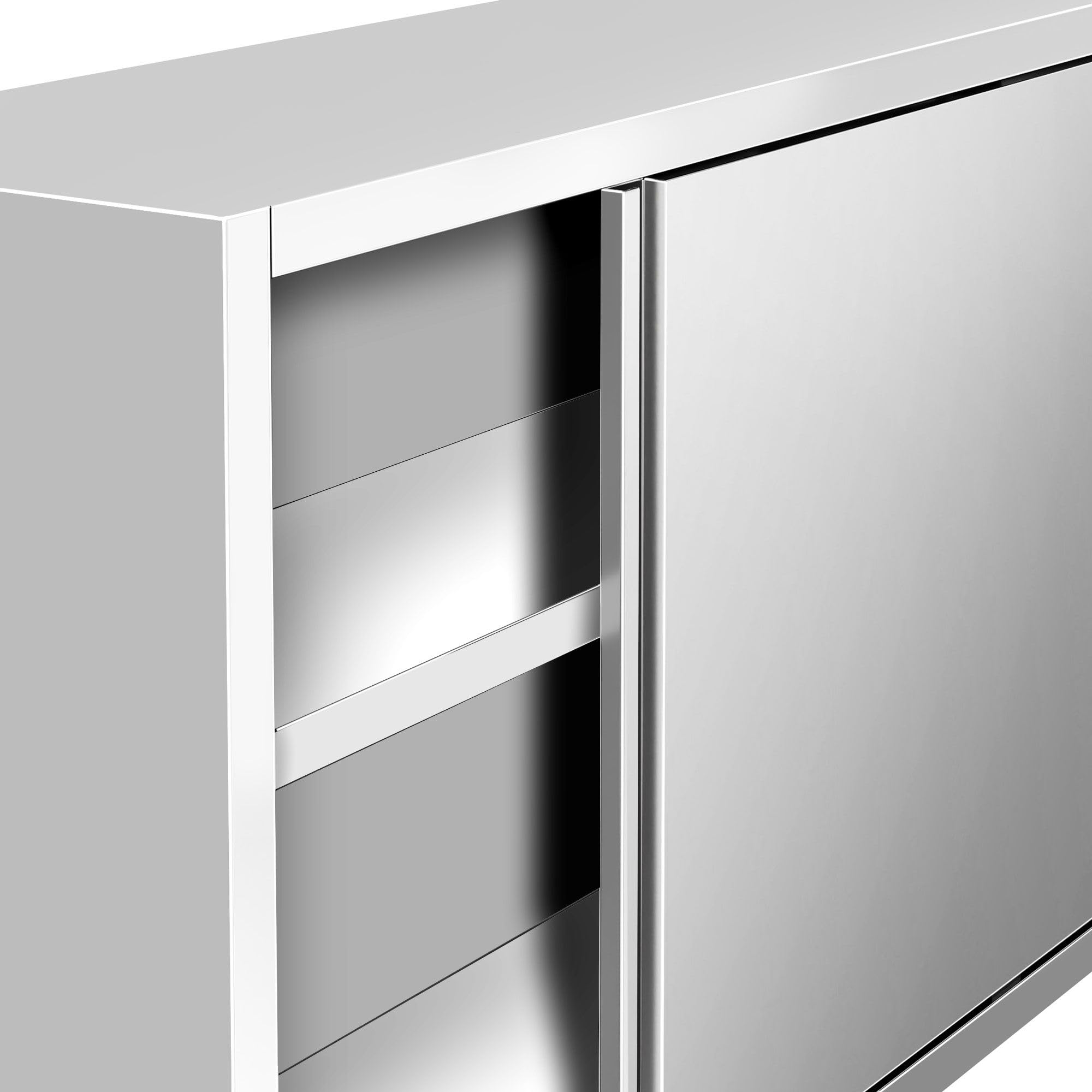 GGM Gastro Wandhängeschrank 1000x400x800mm mit Schiebetüren | Hochwertiger Edelstahl, hygienisch abgerundete Ecken, leichtgängige Schiebetüren, montagefertige Lieferung, langlebig
