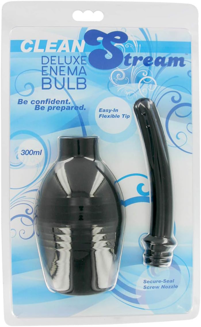 Cleanstream Deluxe Enema Bulb, Malleable and Soft Tube, Leak-Free, Holes On Tip and Sides, Secured-Seal, Screwed Nozzle, 300Ml Bulb