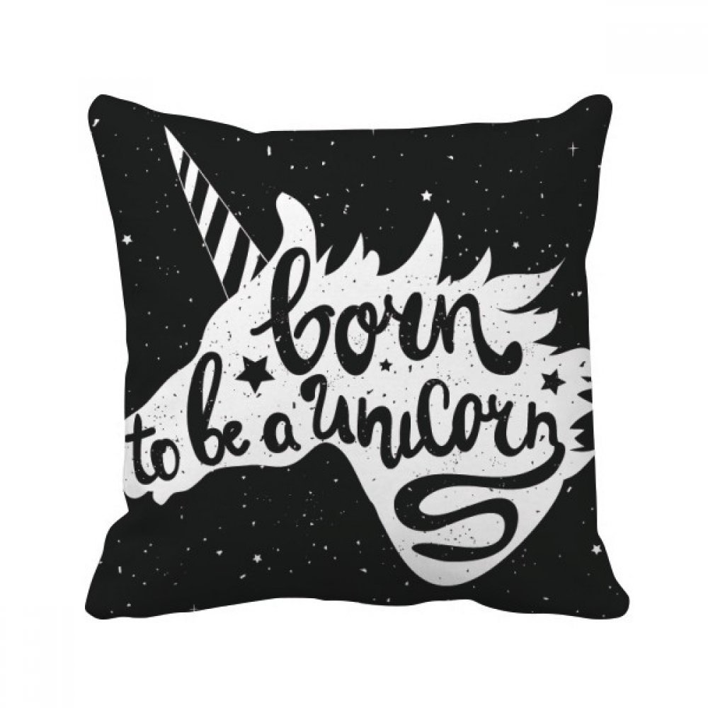 Oreiller de Insert Cover Licorne Noire Carré Blanc 40x40cm pour Canapé Accueil Décor