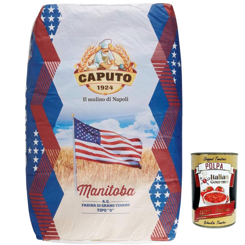 Italian Gourmet Bundle – Manitoba Weizenmehl Typ 0, 25 kg – starkes Mehl für Pizza, Brot, Focaccia & lange Teigführung – hohe Teigstabilität, gute Elastizität + Italian Gourmet Polpa
