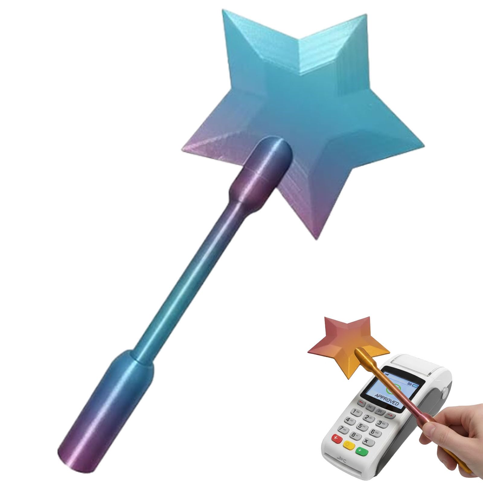 3D Printed Wand Tap to Pay, Tap to Pay Wand, Star Magic Wand Contactless Payment Card Holder, Credit Card Holder for Easy Touch Payments (Style C)