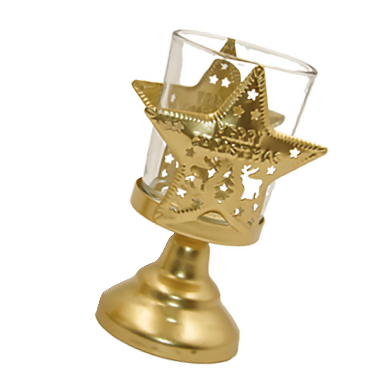 Buxuaaaa Metal Christmas Holder Desktop Decoration Candleholder Unique Pattern Candlestick Home Decoration Gold Metal Stand