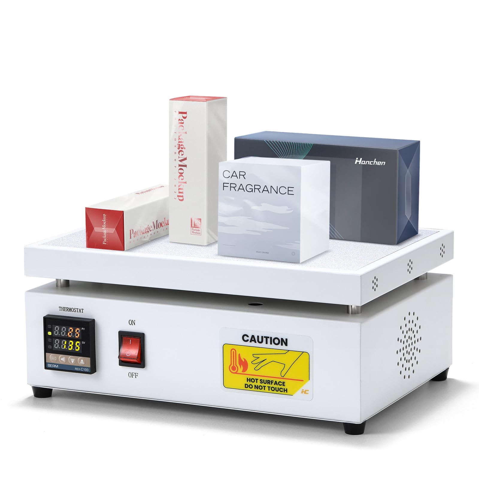 Machine d'emballage de cellophane manuelle Hanchen - Machine à sceller de bureau pour parfum, cosmétiques, boîte de poker, film thermocollant PVC (200 × 300 mm)