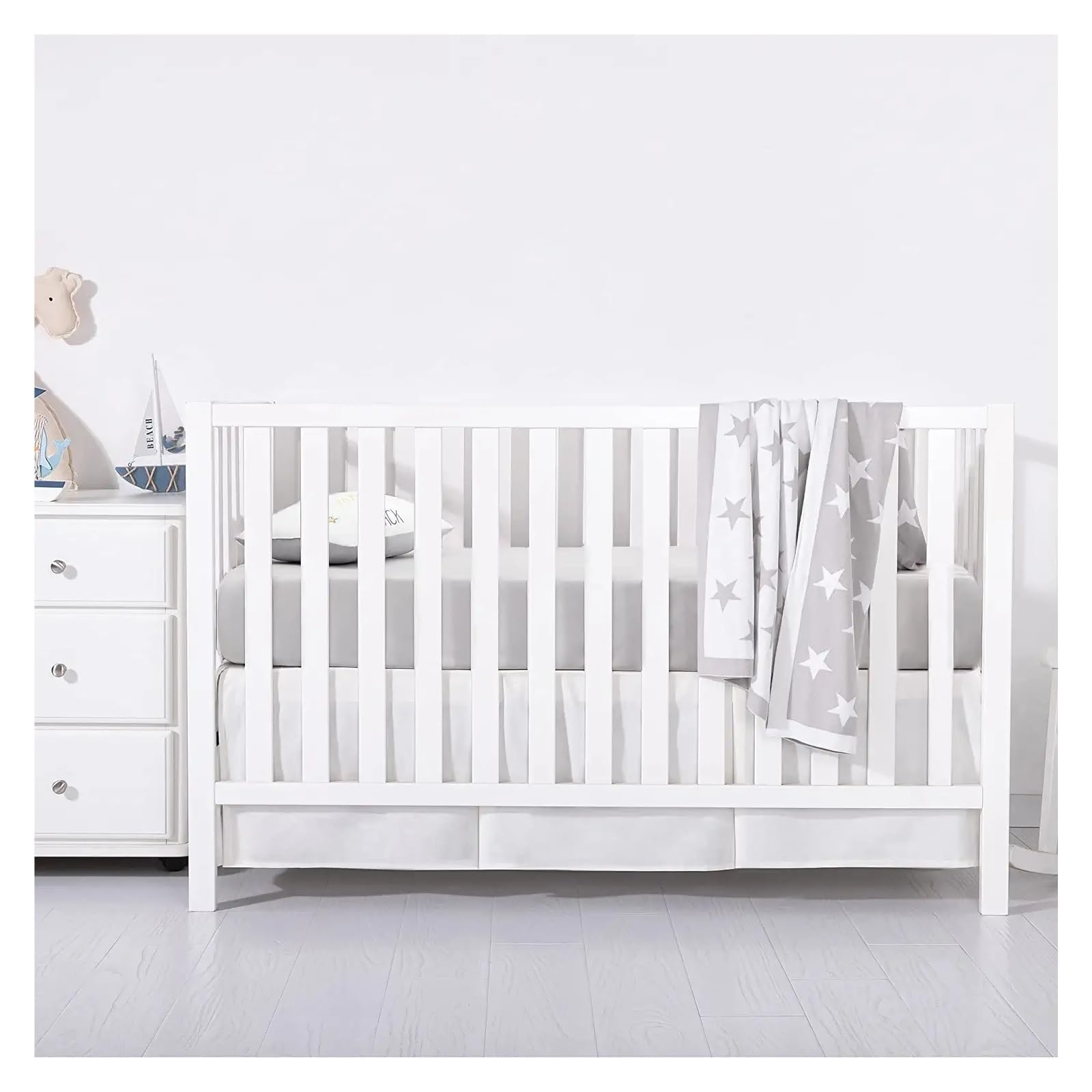 Bedrok Standaard Geplooide Wieg Bed Rok Voeg Witte Lakens toe voor Baby Jongens Meisjes - Kwekerij Beddengoed Peuter 14 Inches Hoog (Kleur: Lichtgrijs, Maat: Aangepast als