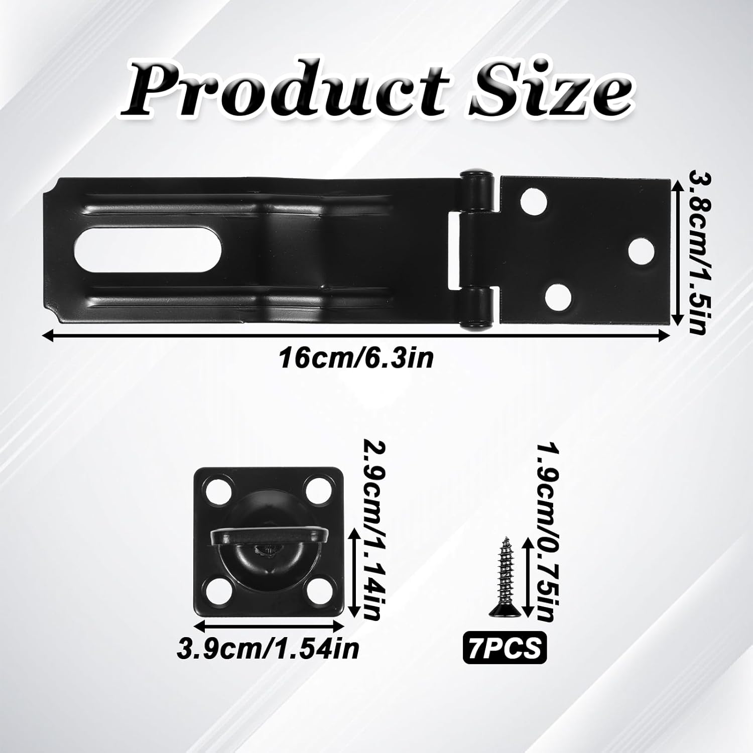 Door Lock Hasp Latch, Stainless Steel Security Padlock, 4-1/2" Swivel Staple Safety Hasps, Clasp Hasp Lock Hardware Latch for Fence, Gate, Cabinet, Drawer, Black