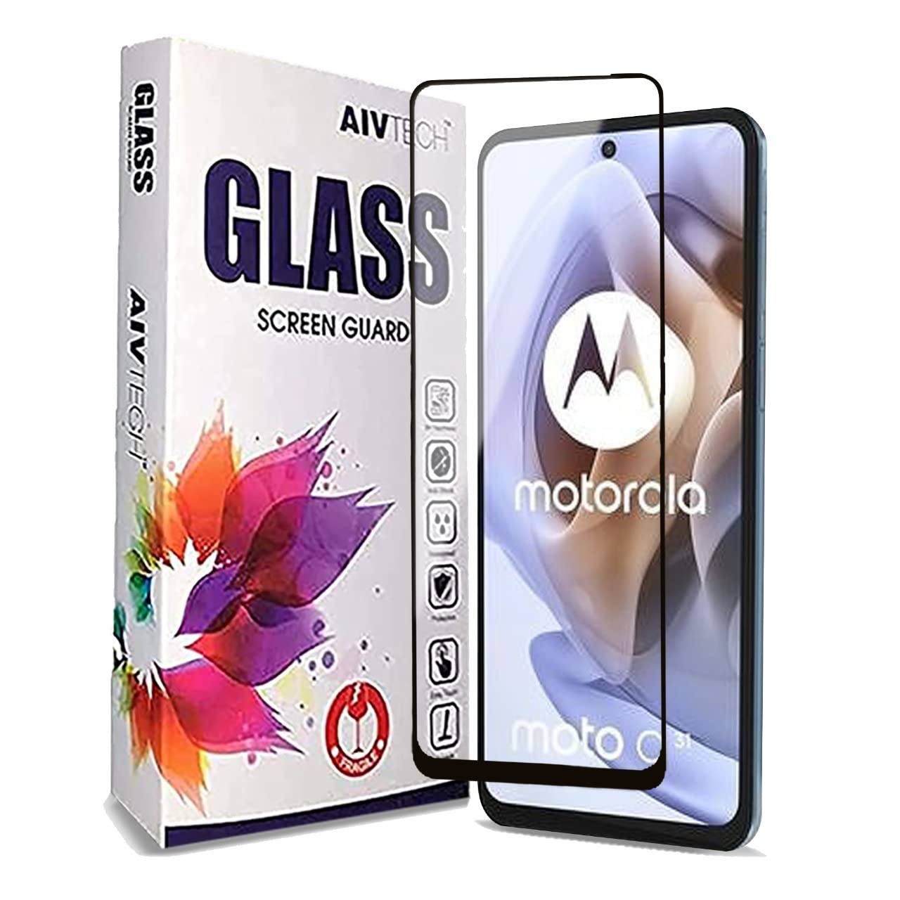 AIV TECHTempered Glass Screen Protector for Motorola Moto G31 5G with Edge to Edge Coverage and Easy Installation kit (Pack Of 1)