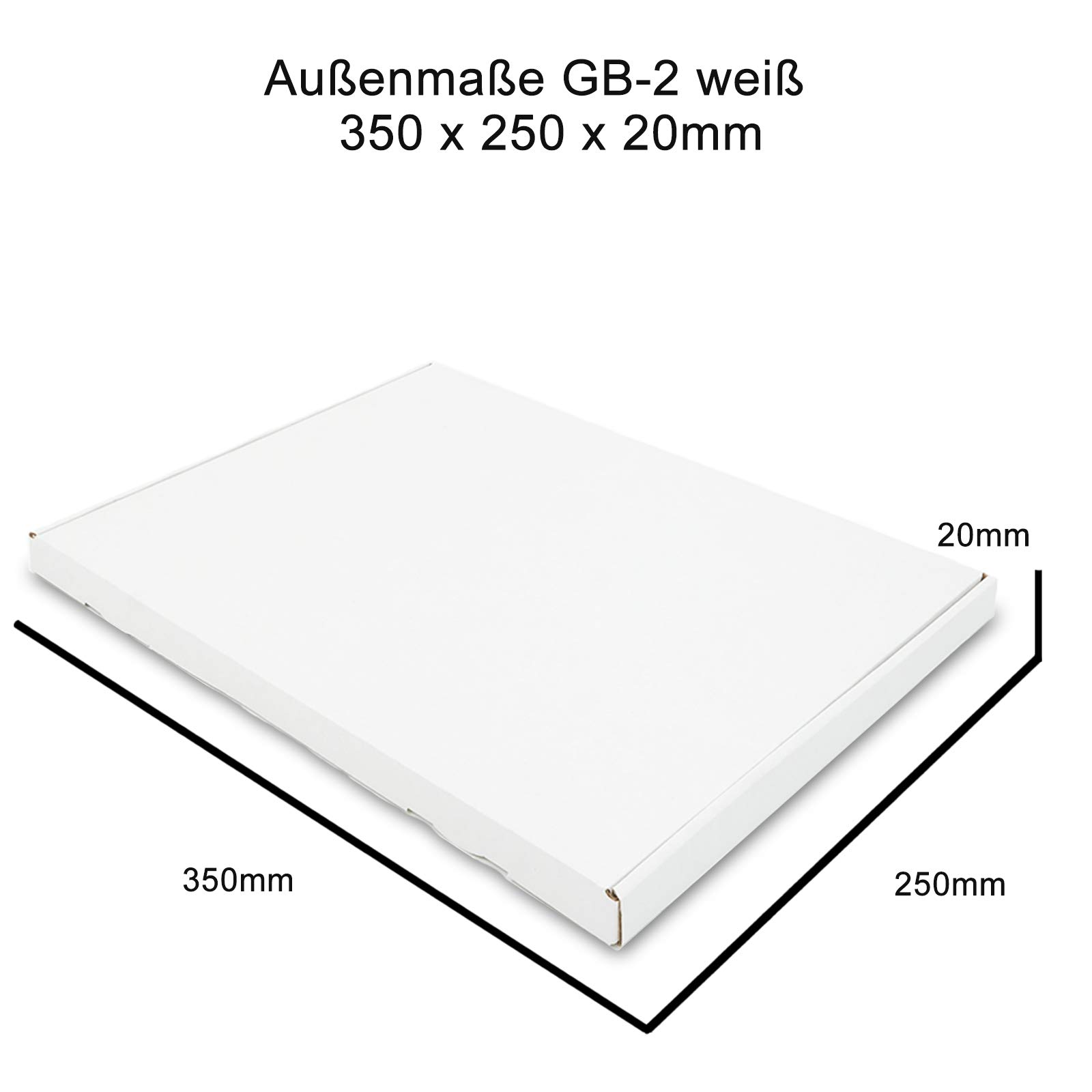 verpacking 200 dużych kartonów listowych 350 x 250 x 20 mm, białe, GB-2