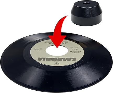 sdroceRyaM 45 RPM Record Adapter Solid Aluminum 7 Inch Vinyl Record Dome 45 Adapter for Turntables Black