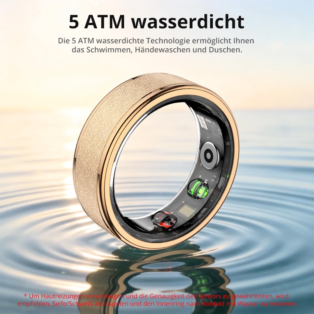 COLMI Bague intelligente R10 suivi de la santé du sommeil et de la fréquence cardiaque (doré, 10) | Bague intelligente pour homme et femme, compteur de pas et surveillance de la distance, compatible Android et iOS