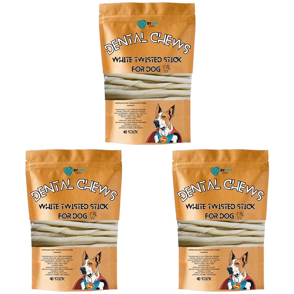 Beyaz Burgu Çubuk Köpek Ödül Ve Çiğnemi Kemiği- 40 Adet Maxi Paket (3 paketi)