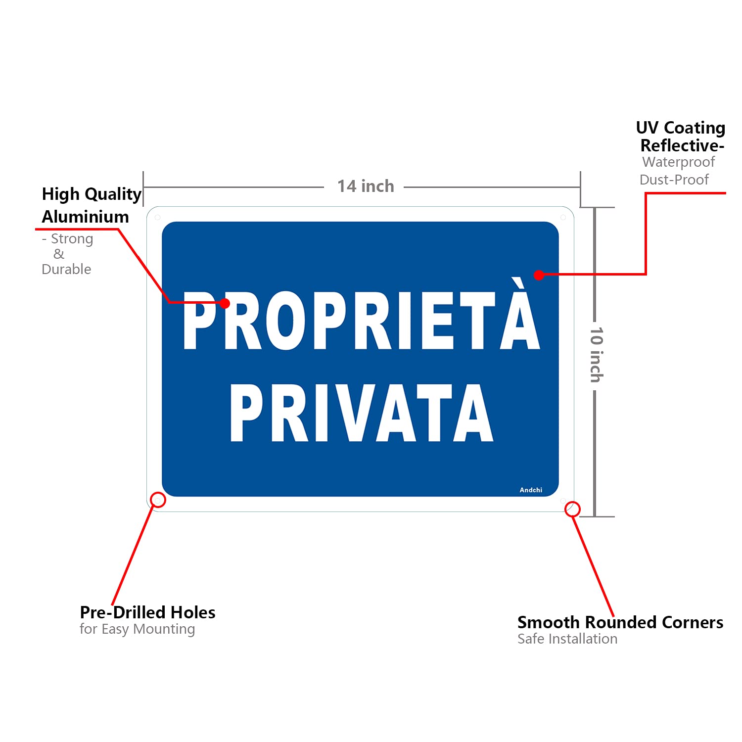 2 pezzi PROPRIETÀ PRIVATA 35 * 25cm Impermeabile e Antiruggine Cartello in Alluminio in Metallo per Giardino, Patio