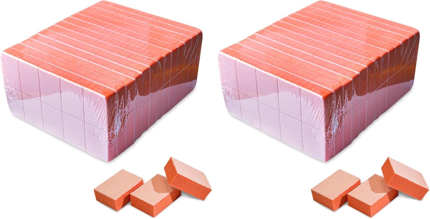 Karlash Nail Mini Orange Buffer Block File 80/100 Grit 2 Sided (130 Count) (Pack of 2)