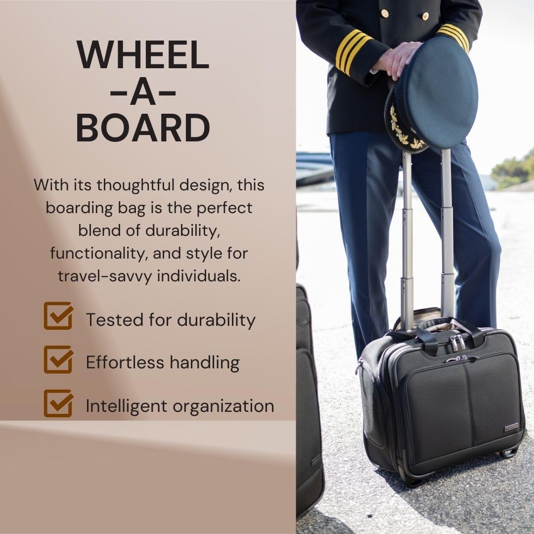 Ricardo Beverly Hills Flight Essentials Softside Wheel-A-Board Bag, Rolling Laptop Carry-On Luggage, Durable Ballistic Nylon Fabric, Water and Stain Resistant, Men and Women, 16.5-Inches Wide