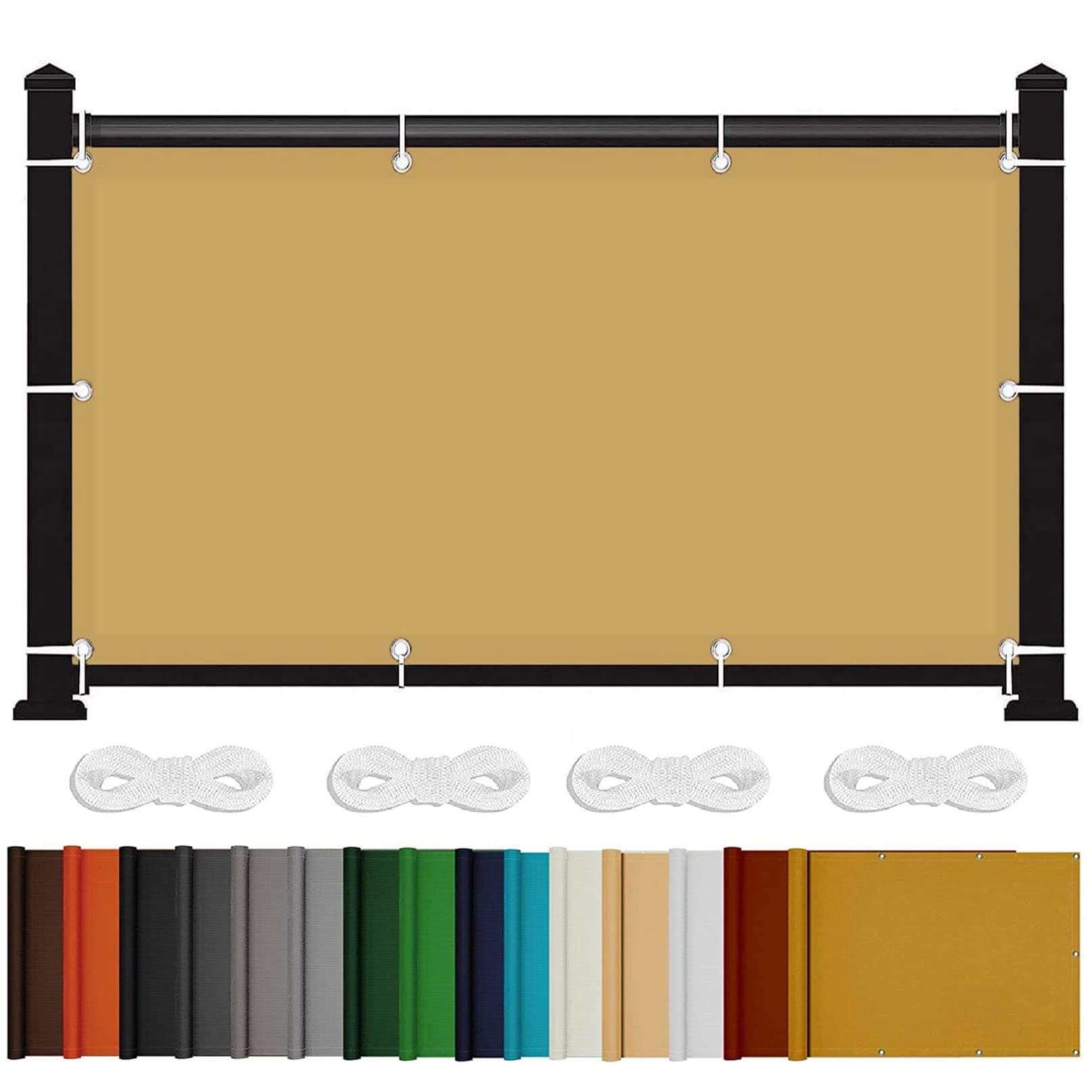 Voile d'ombrage imperméable 2x3 m beige avec corde et oeillet pour jardin et balcon