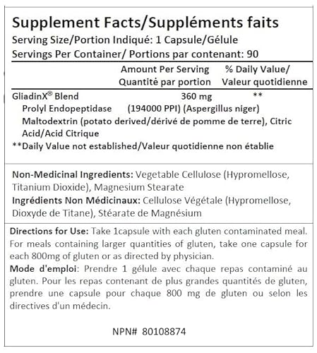 Gliadinx - Scientifically Proven To Break Down Gluten - Contains Highest Concentration Of Active Ingredients - 90 Capsules #TOP2