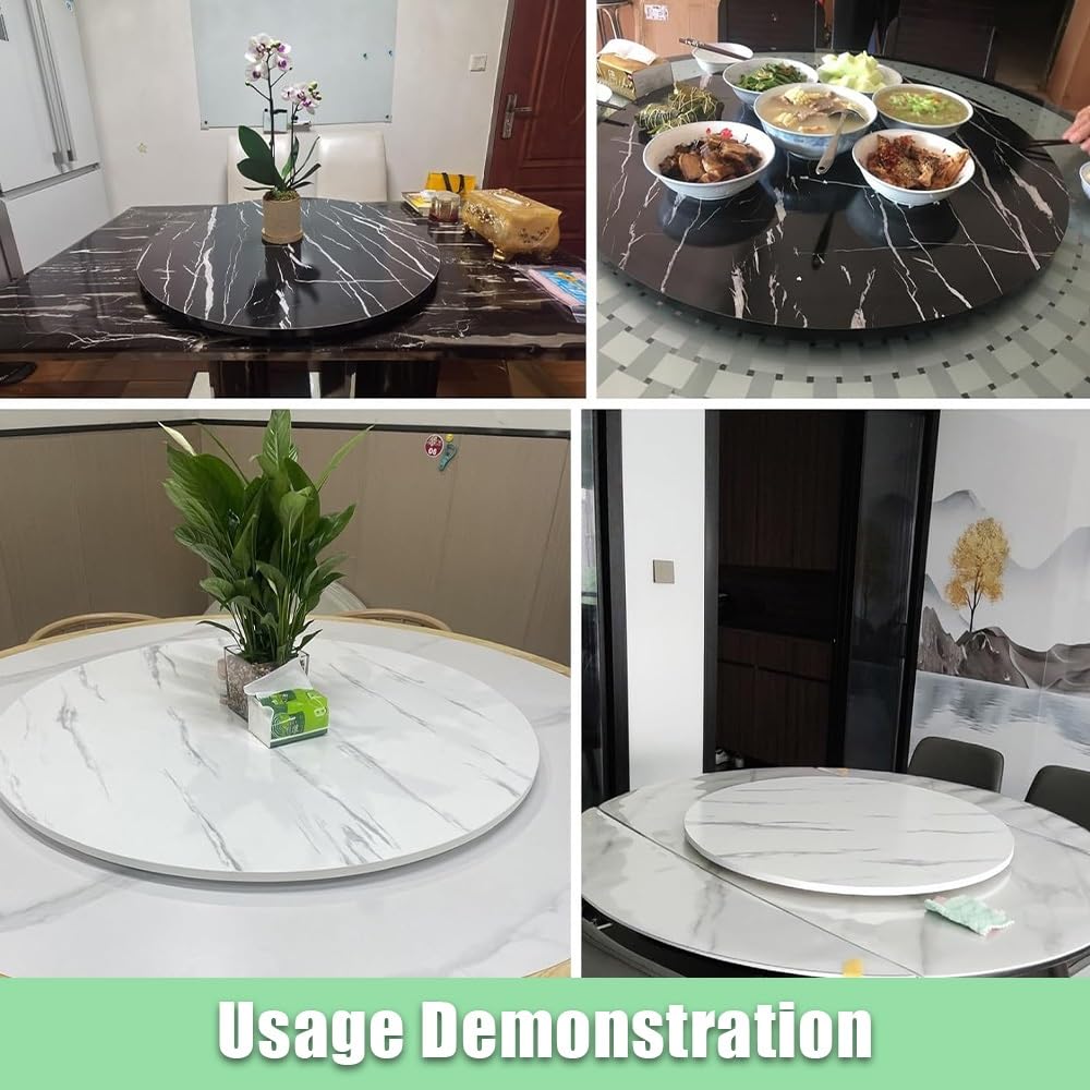 Plato Giratorio para Mesa, Lazy Susan Bandeja De Servicio, Bandeja Rotativa De Madera, Placa Giratoria para Servir Redonda Tabla Rotativa para Cocina(White,50CM/20IN)