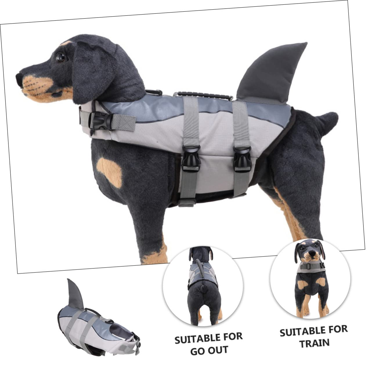 Levemolo Dog Reflective Pet Swim Vest for Puppies Dogs Adjustable Reusable Bright Striped Design Summer Swimming Gear