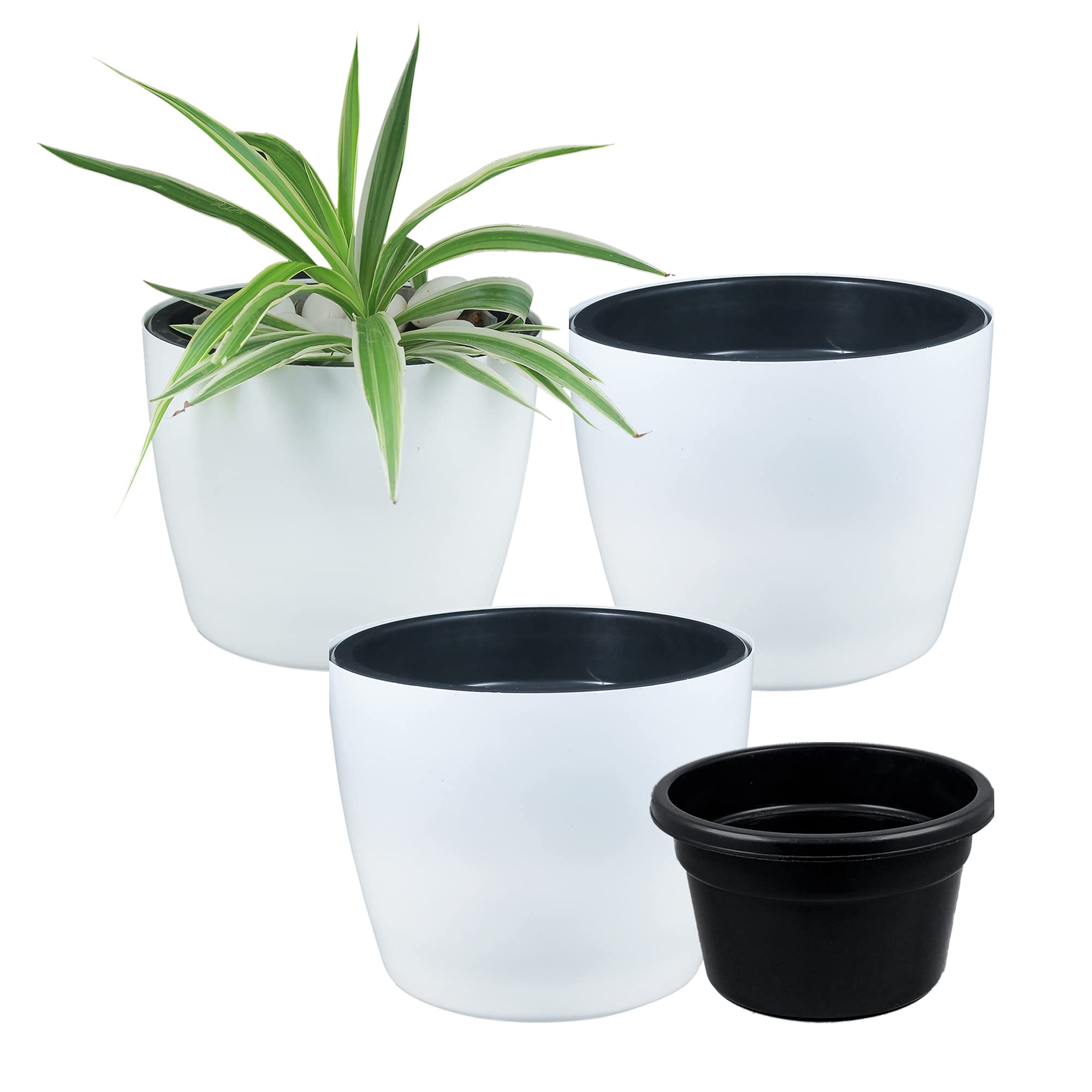 DOAP PP Premium Indoot Pots, Self Watering Pots for Plants, 10 inch Flower Pot for Home & Garden- Pack of 5, Large Planters,White (B093FSPG7P) Amazon Price History, Amazon Price Tracker