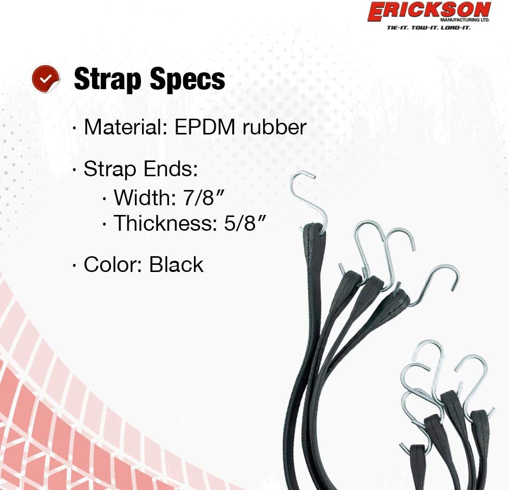 Erickson 06610 Multiple Length EPDM Rubber Tarp Strap, (Pack of 10)