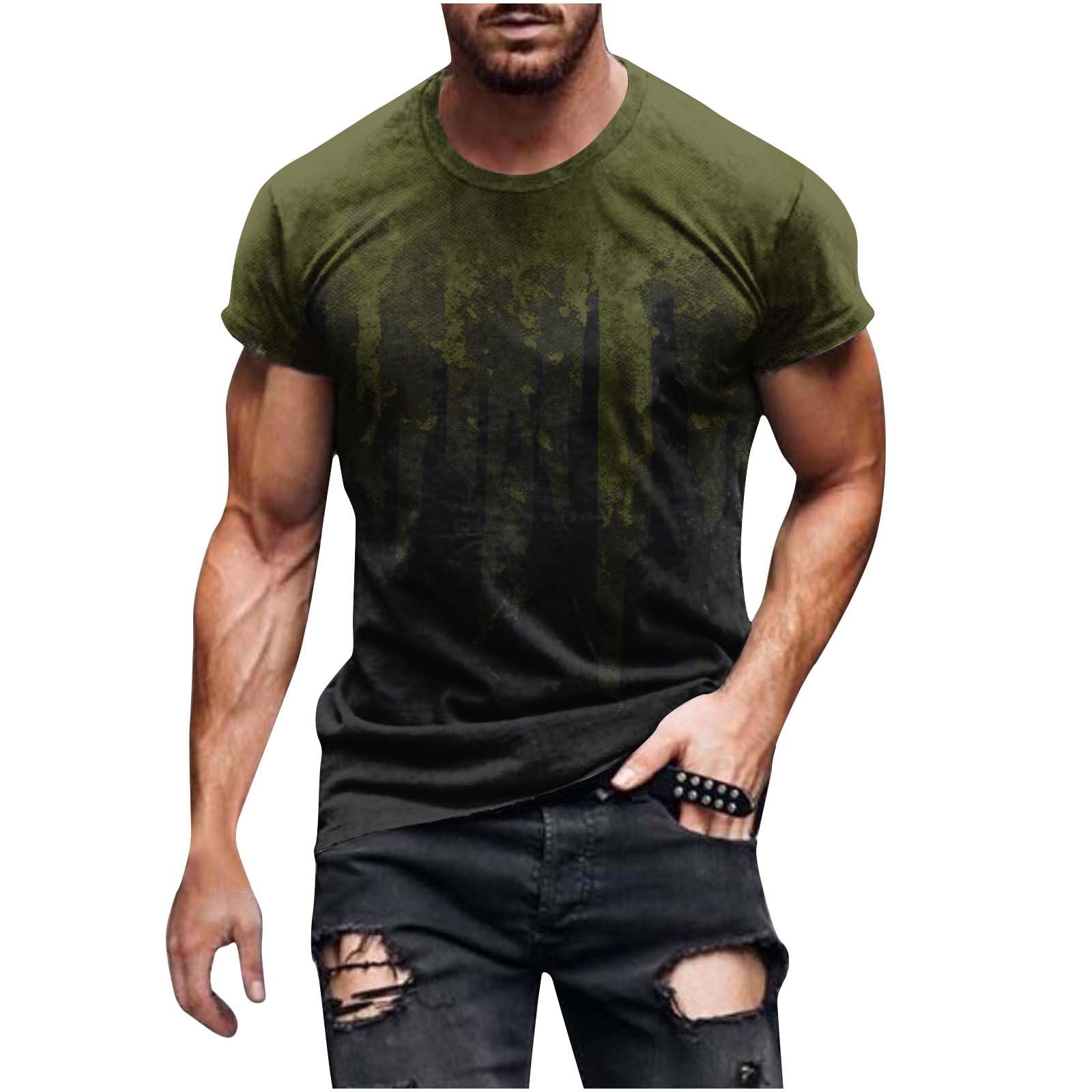 ZEZKT 2024 Camiseta de Manga Corta Hombre Cuello Redondo de Manga Corta Blusa para Hombres Estampado Manga Corta Casual Camisa Tops Loose Cómodos y Ligeros Tallas Grandes Tops