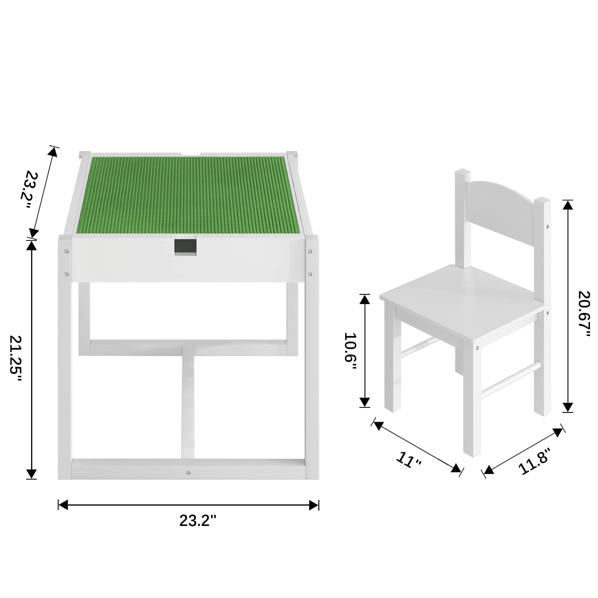 Juego de mesa para niños 3 en 1 para 2, mesa y sillas para niños, mesa de actividades para niños pequeños con almacenamiento oculto, escritorio de madera para edades de 3 a 7 años, color blanco y 5