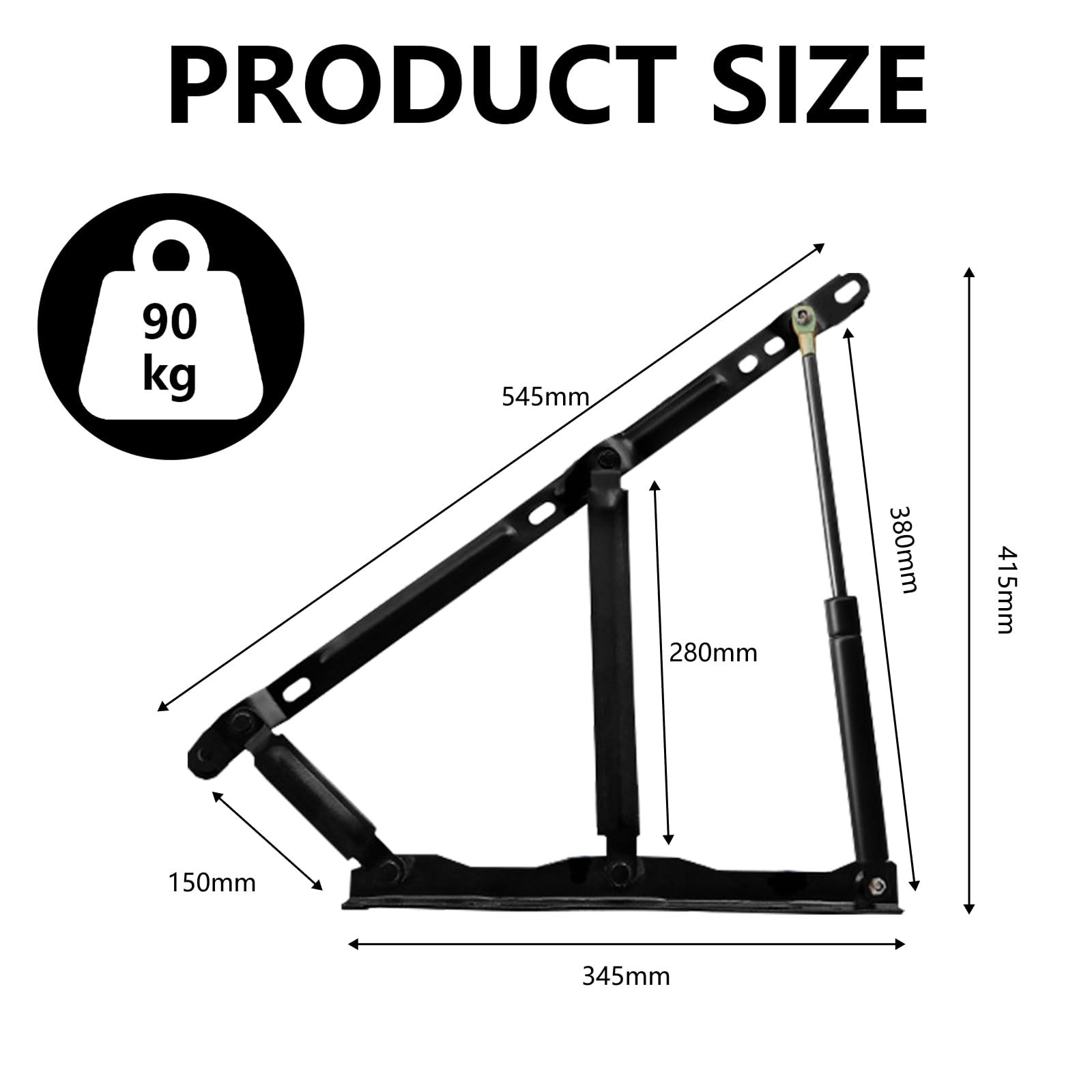 2 Pcs Muelle De Gas, Amortiguador De Gas 900 N/Unidad Mecanismo Neumático De Elevación De Cama Bisagras De Elevación De 92 Kg Bisagras De Muelle De Gas Para Armarios Ideales Para Camas Pesadas