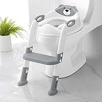 SKYROKU Potty Training Seat with Step Stool Ladder - Safe Adjustable Toddler Toilet Trainer for Boys Girls (Grey)