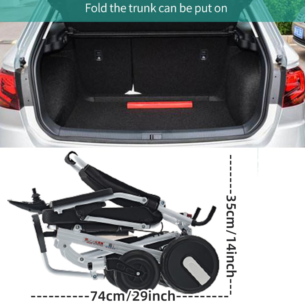 Silla de ruedas eléctrica ligera de 44 libras, sillas de ruedas eléctricas plegables para adultos, silla de ruedas motorizada de 600 W, con reposabrazos y reposapiés antideslizantes