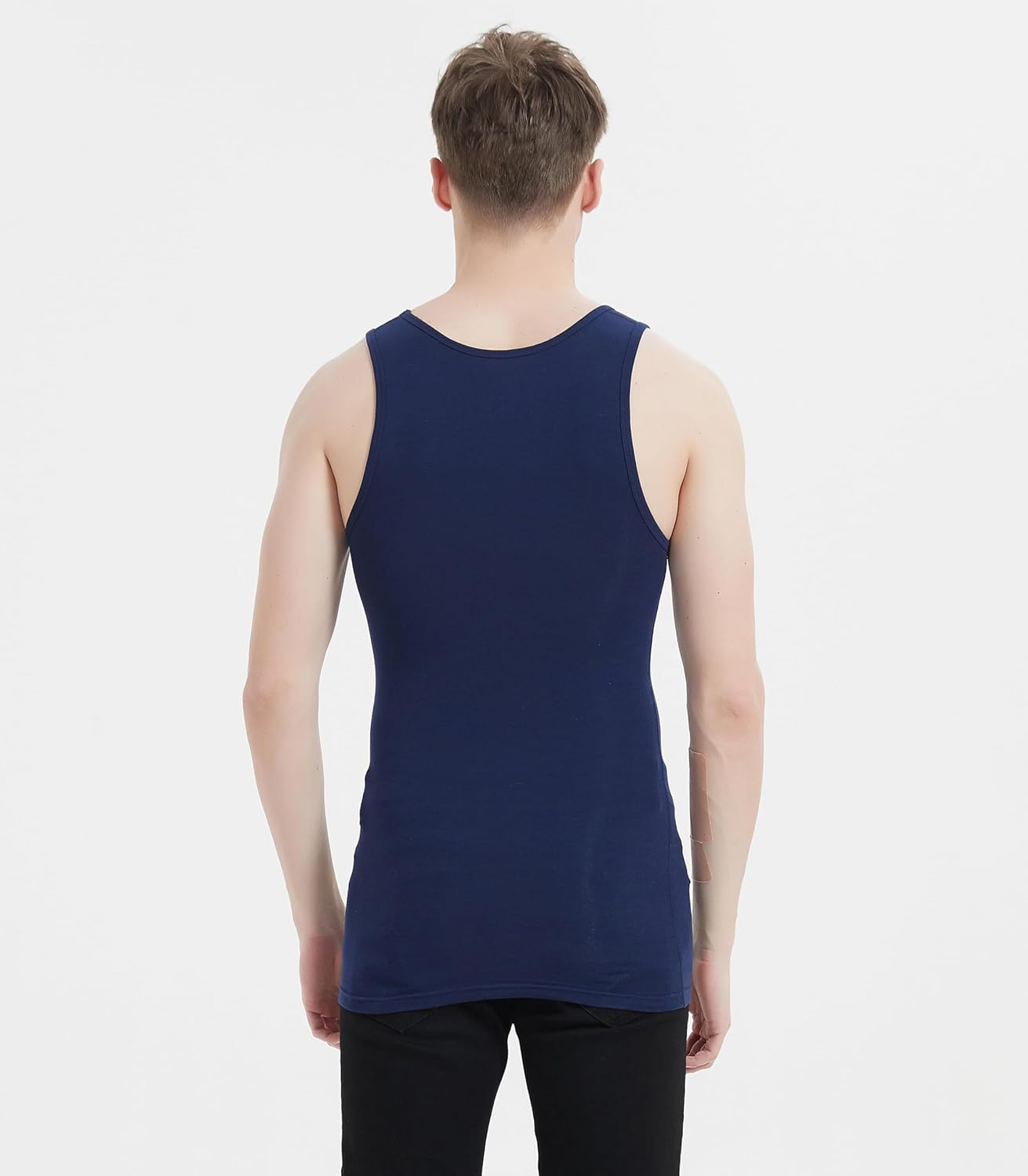 Comfneat Men's 6-Pack A-Shirts Tight Fit Tank Tops Cotton Spandex Undershirts - Image 5