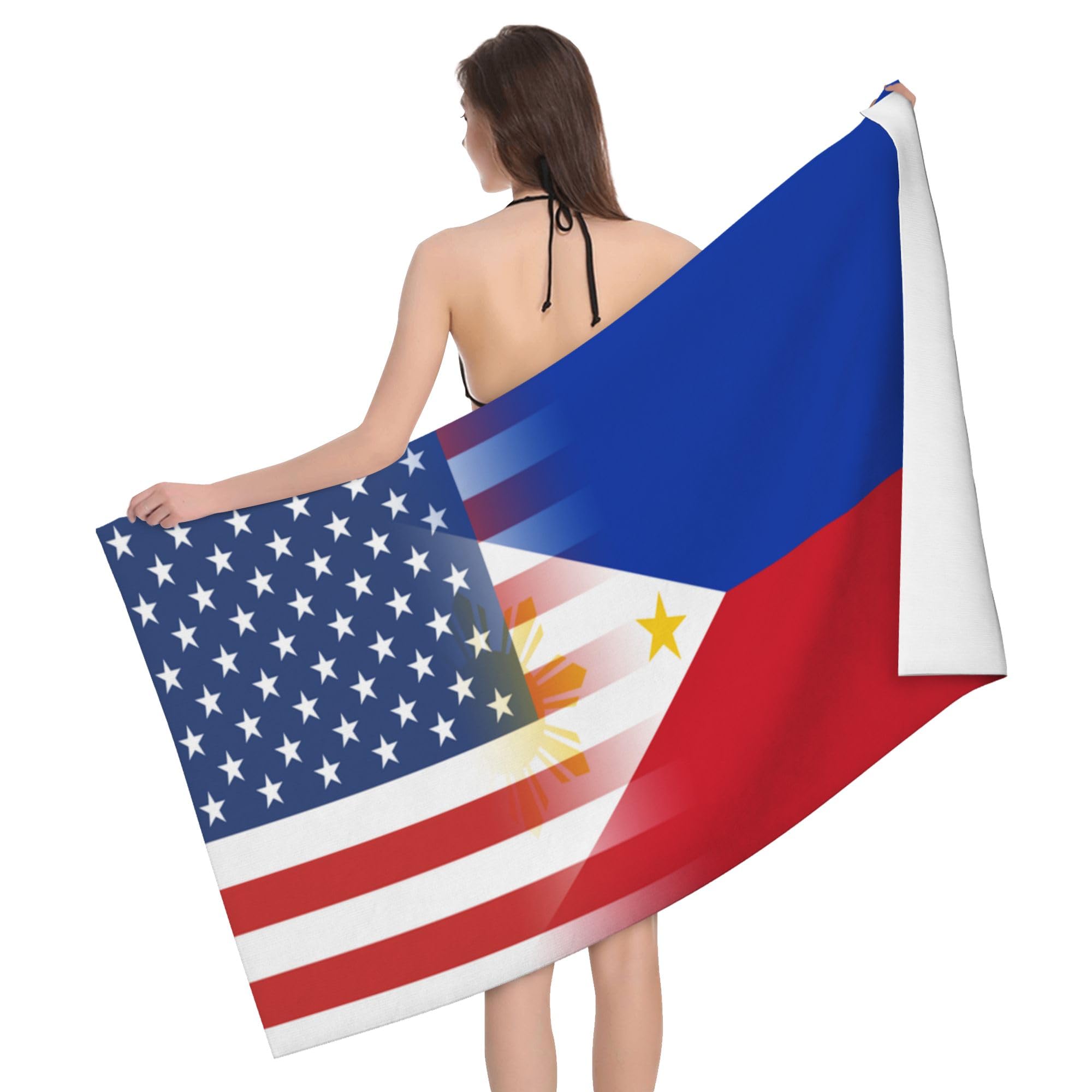 Toalla de playa de la bandera de Filipinas y EE. UU. para piscina y SPA de 80x130 cm