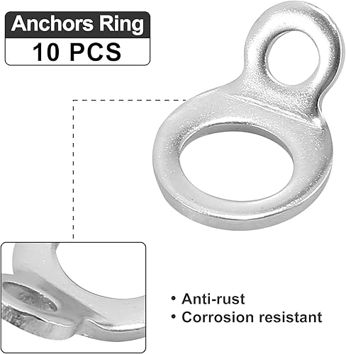 Miniatura 5 de Motoforti 10 ganchos de anclaje de acero inoxidable multiusos para motocicleta, motocross, ATV, remolque, camión, garaje, tono plateado, 10 piezas