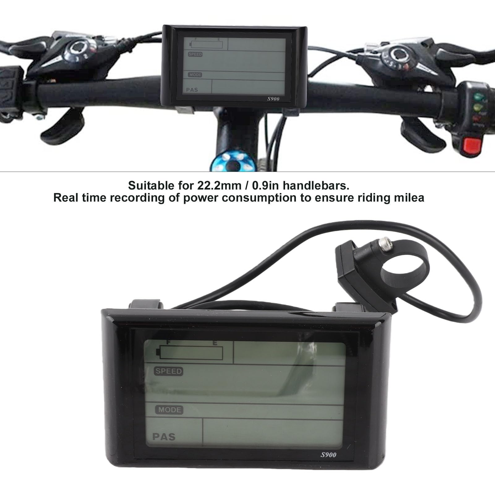 Tbest Fischer Display, S900 Electric Bicycle LCD Display, Electric Bicycle LCD Display Meter, 36 V 48 V Electric Bicycle LCD S900 Display Control Panel, Waterproof LCD Display Meter for Electric: Buy Online