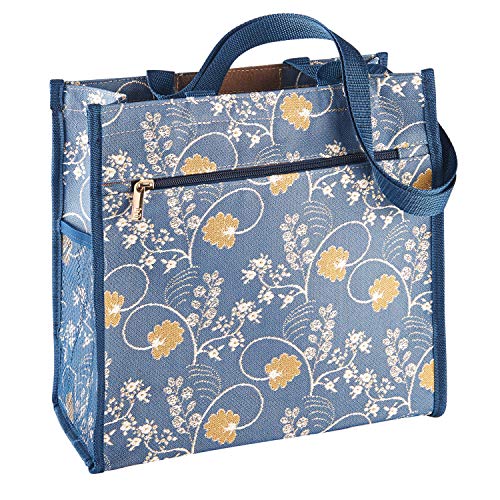 Signare Tapestry Stylish Foldable Reusable Shopper Shopping Bag with Jane Austen Blue Design (SHOP-AUST)