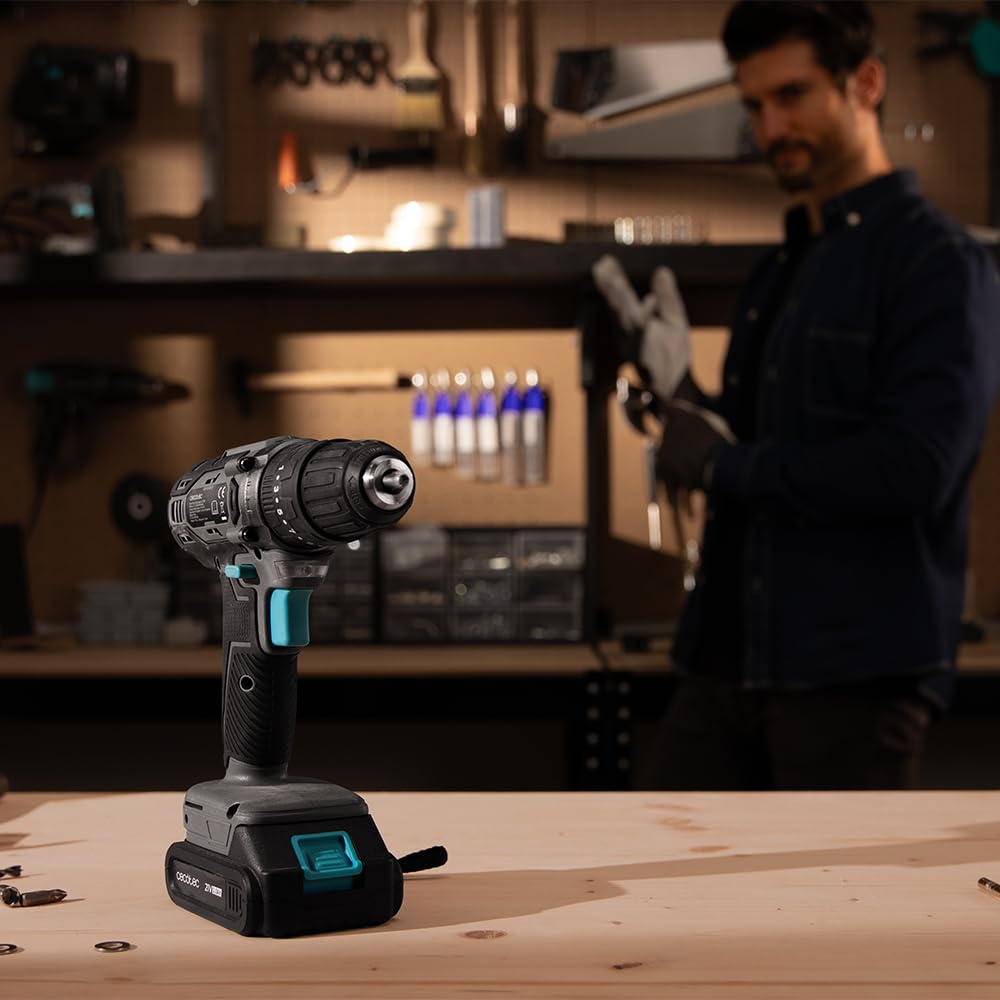 Cecotec Trapano Percussione e Avvitatore PowerForce 2120 Impact. 1500rpm, 2 Batterie di 21V e 2.000mAh, Coppia di Serraggio di 45Nm Regolabile in 25+1 livelli, 27000 Impatti/min, Valigetta e Accessori