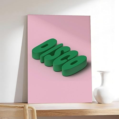 Miniatura 7 de Disco Typography Pink And Green Print - Funky Disco, 70s 80s 80s, 3D DISCO, Party Night, Trendy Home Poster, Minimalist Retro, Colourful Art Canvas