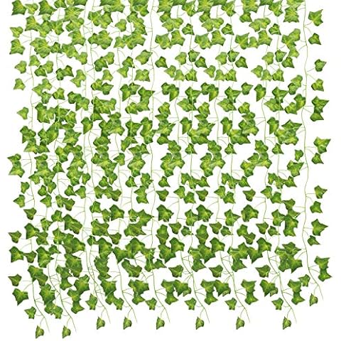 AUERVO Artificial Ivy, Fake Ivy Fake Plants Ivy Garland Artificial Fake Vine Green Leaves Fake Plants Hanging Vine Plant for Wedding, Party, Garden, Home Decoration (6 Pack) Cover