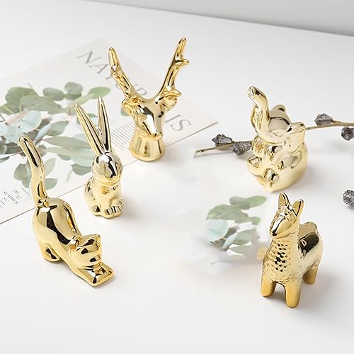 Miniatura 2 de Figuras de animales de cerámica, adornos dorados para decoración del hogar, esculturas y estatuas, regalos de arte hechos a mano (gato)