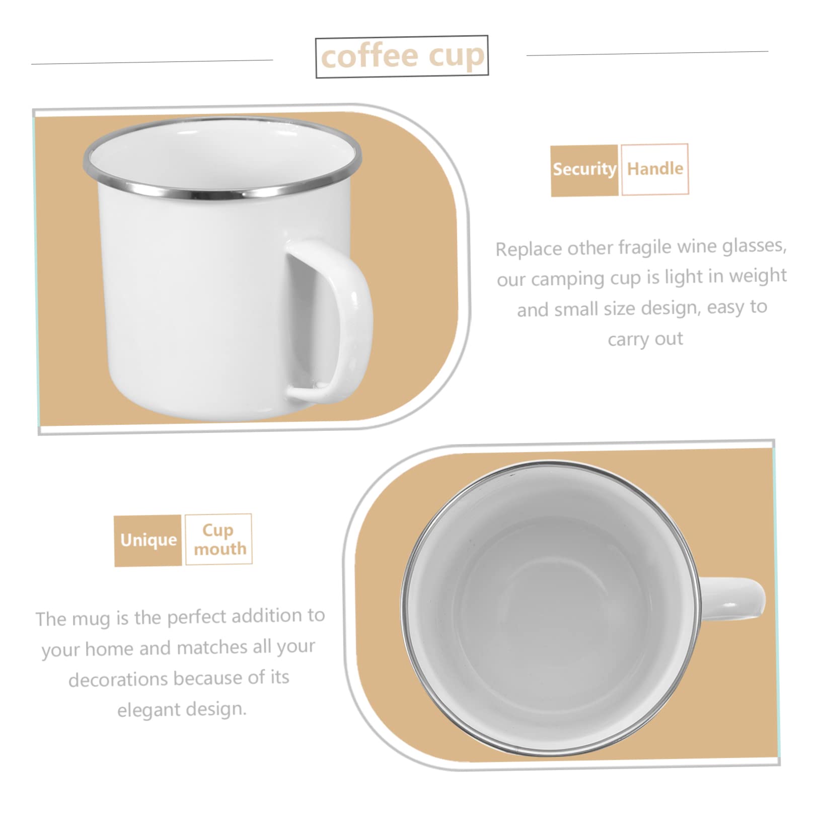 4 Stück Emaille Tasse Weiß Leichte Camping und Kaffeebecher mit Griff Große Kapazität für Drinnen und Draußen