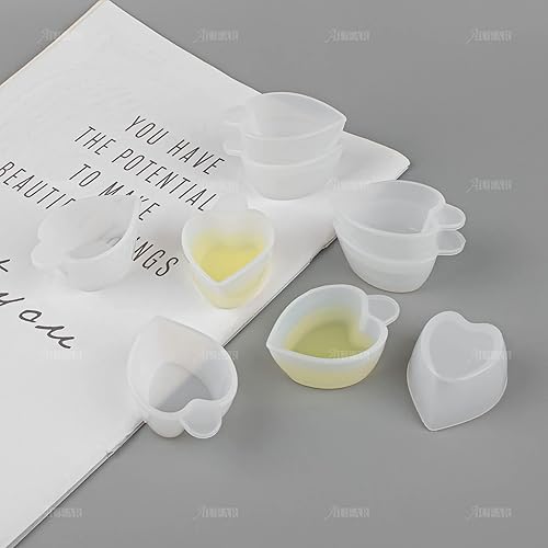 Miniatura 5 de AUEAR, Paquete de 20 tazas de silicona en forma de corazón para tazas de medición pequeñas para manualidades de resina