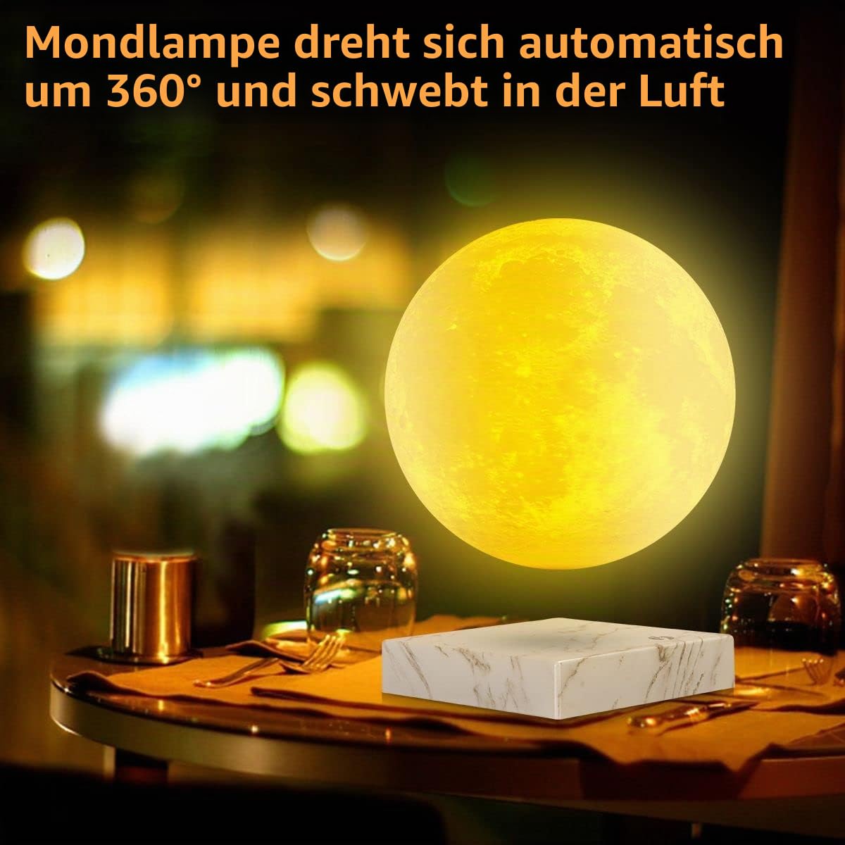 Magnetische schwebende und sich drehende Mondlampe, schwebende 3D-Mond-Licht-Lampen, 16 Farben LED-Mond-Nachtlichter für Raumdekoration, coole Geschenke für Kinder, Eltern, Freunde