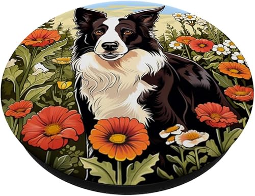 Miniatura 2 de Border Collie - PopSockets estándar con diseño floral para perro