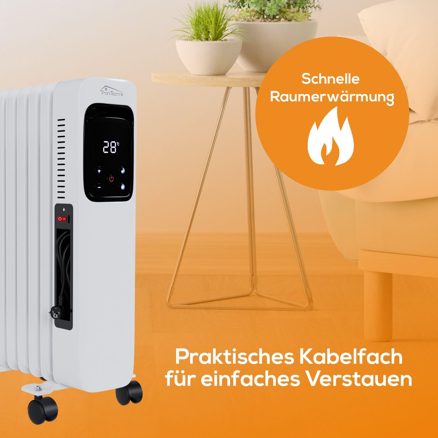 Tronitechnik® Ölradiator OR-307 7 Rippen 1500 W WiFi weiß