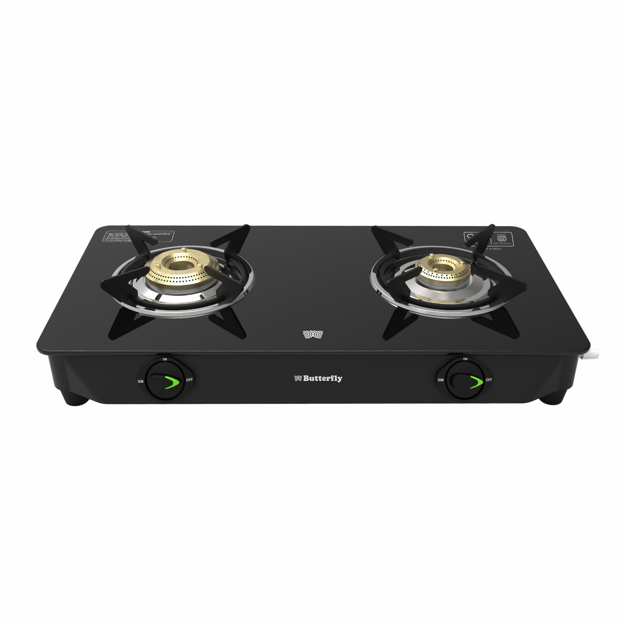 Butterfly Bleu Ray 2-Burner Glass Top Gas Stove