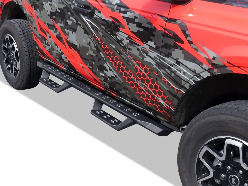 APS Black Overland Slider Tubular Drop Steps Style Nerf Bars Running Boards Compatible with Ford Bronco 2021-2024 Sport Utility 4-Door APS Black Overland Slider Tubular Drop Steps Style Nerf Bars Running Boards Compatible with Ford Bronco 2021-2024 Sport Utility 4-Door