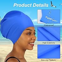 Vista 3 de 2 PCS Swimming Cap for Long Hair, Extra Large Swimming Caps for Women & Men, Silicone Adult Swim Cap, Waterproof Swimming Hat for Dreadlocks