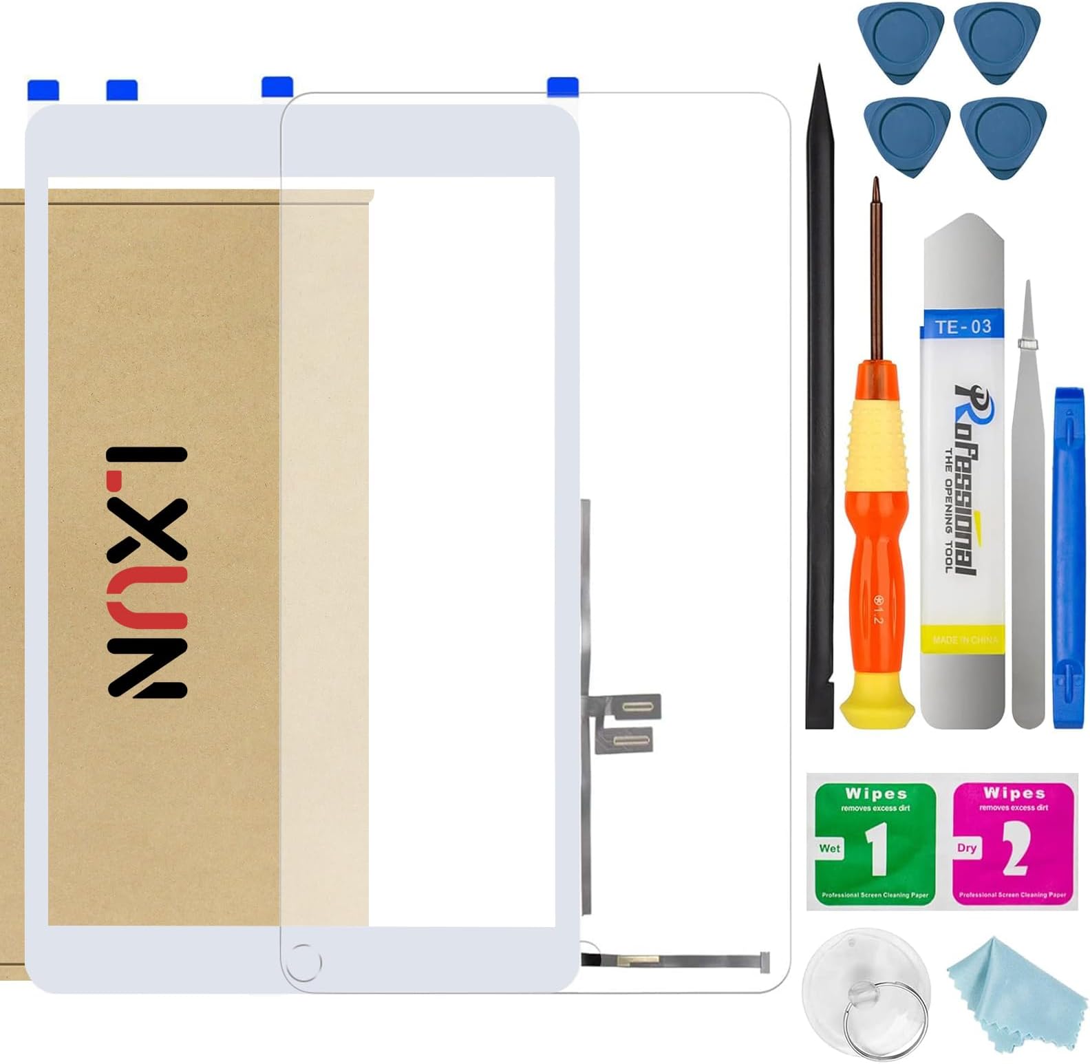 Upgraded Touch Screen Digitizer for iPad 7th/8th Gen 10.2" 2019 2020 Front Glass Replacement Parts(NO LCD),A2270 A2428 A2429 A2430 A2197 A2198 A2200 with Home Button+Pre-Installed+Repair Tools(White)