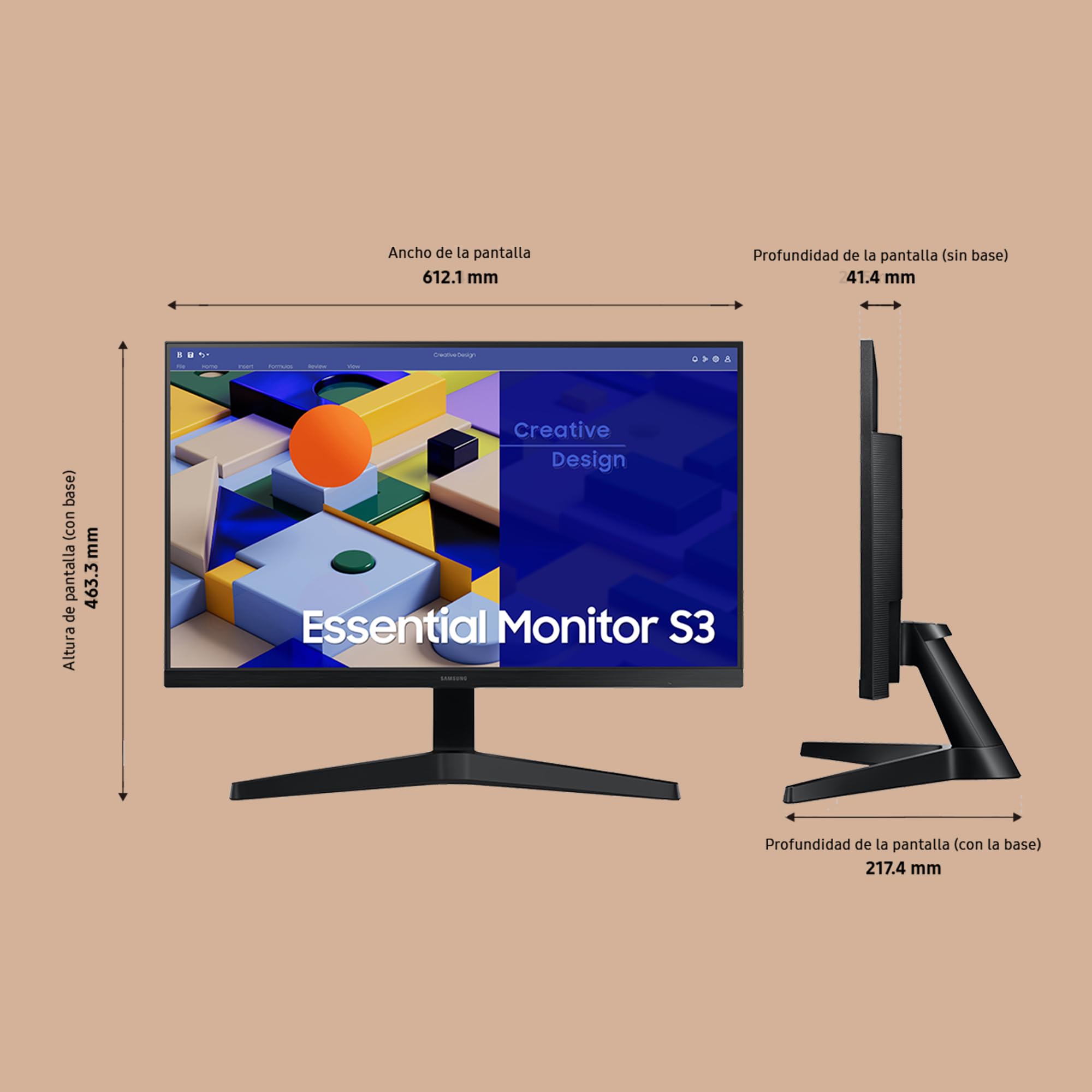 Samsung Monitor S31C (S27C312), Flat, 27'', 1920x1080 (Full HD), IPS, 75 Hz, 5 ms, FreeSync, D-Sub, HDMI, Eye Saver Mode, Flicker Free