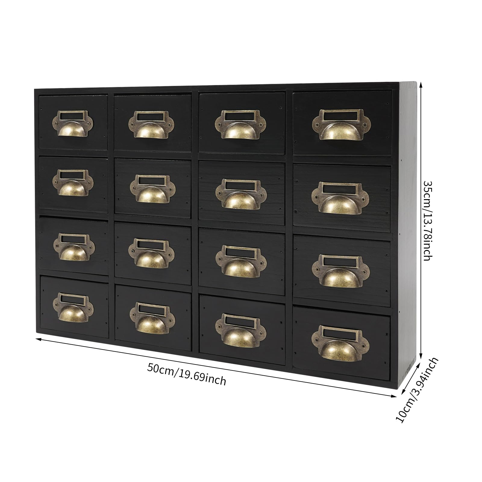 Bureau-organizer met 4 laden in vintage-look, rustieke commode, houten opbergdoos, bureauopslag, decoratieve dozen met deksel voor school en kantoorbenodigdheden, stapelbaar, dagelijks
