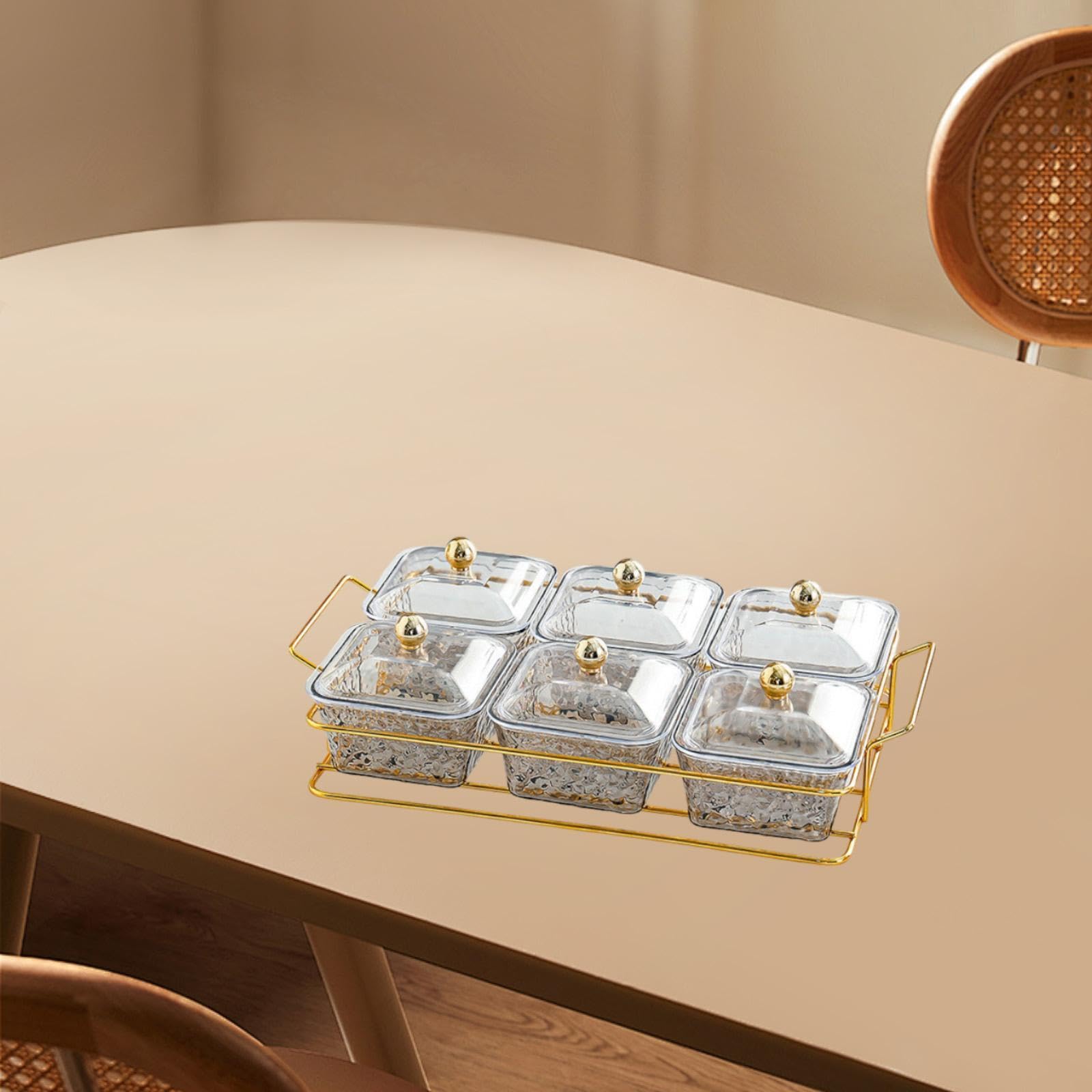 LOVIVER Assiette à Noix de Mariage, Bol à Noix divisé en Verre, Assiette de Service d'apéritif de Fruits secs, Plat à Bonbons pour Mariage, Salon, Maison, 6 Ceintures